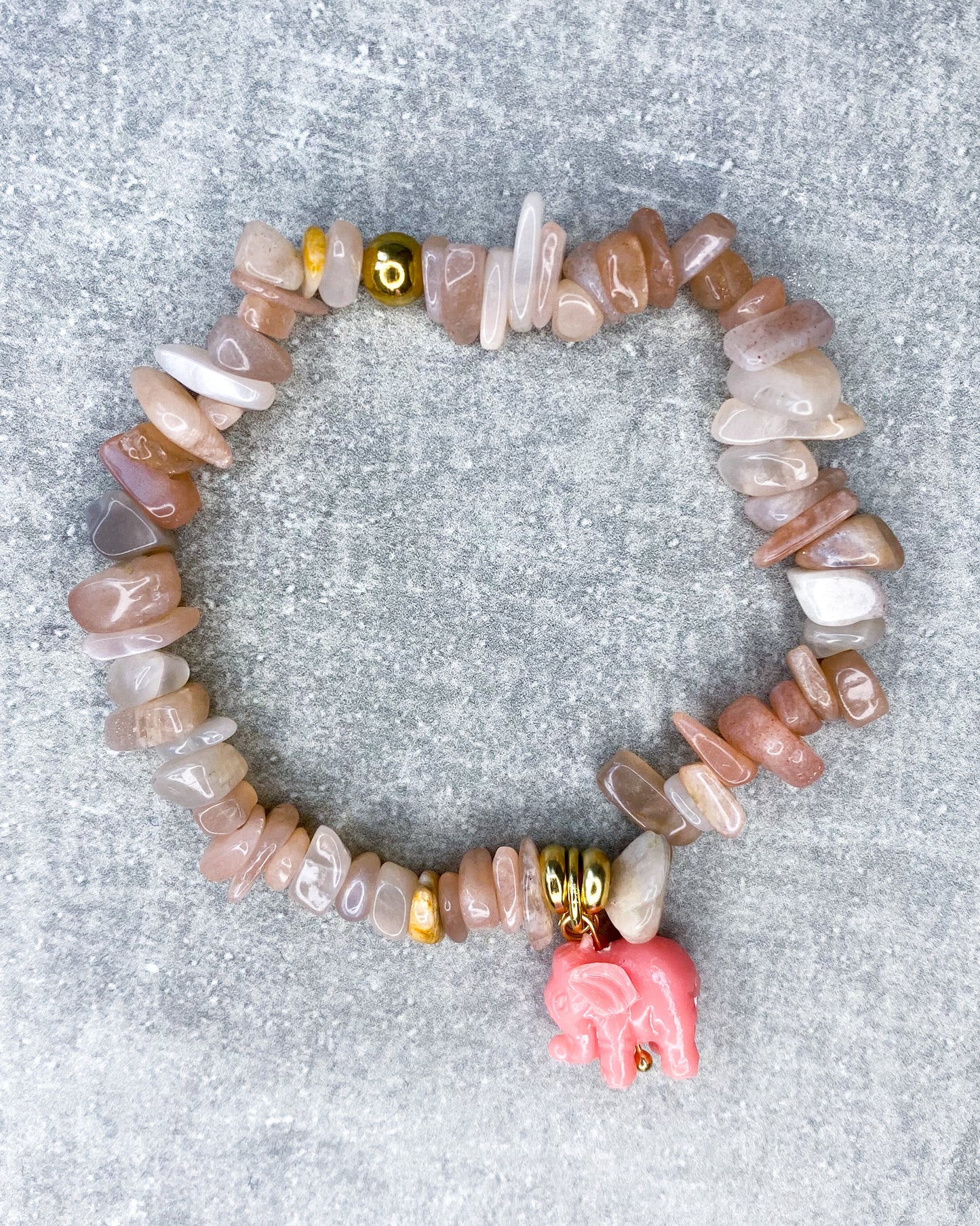 Healing Stone Bracelet "Sunstone & Elephant"